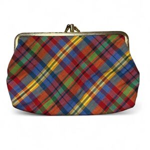 Vintage Multicolored Pastels Plaid Clutch Purse